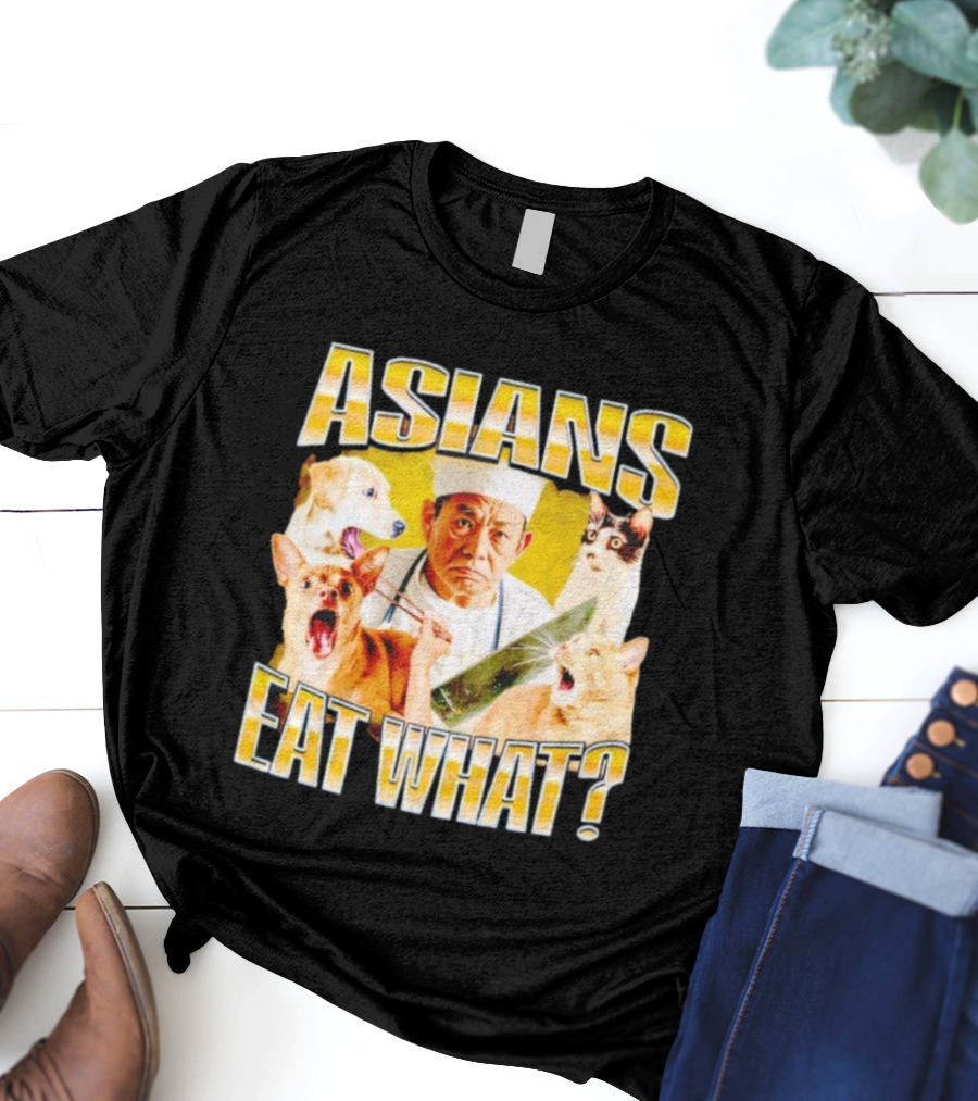 Asians Eat What Chef With Knife And Surprised Cats T-Shirt