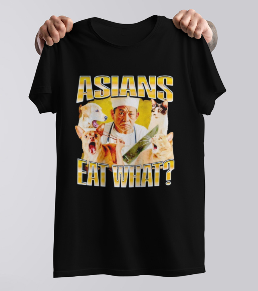 Asians Eat What Chef With Knife And Surprised Cats T-Shirt