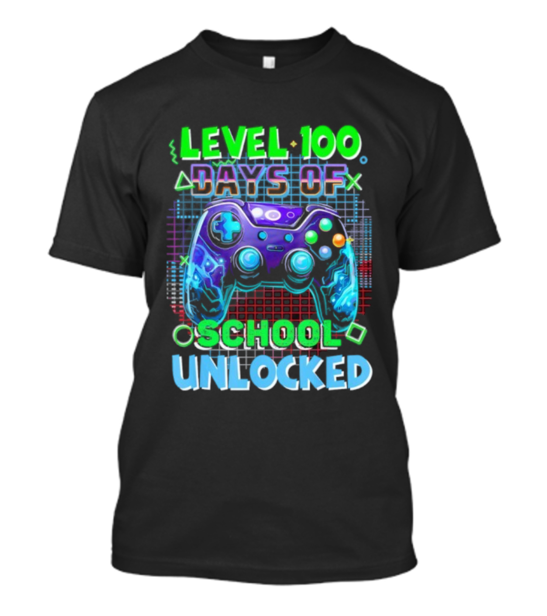 Level 100 Days Of School Unlocked Video Games Controller T-Shirt