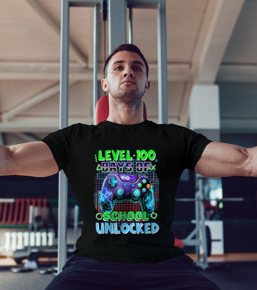 Level 100 Days Of School Unlocked Video Games Controller T-Shirt