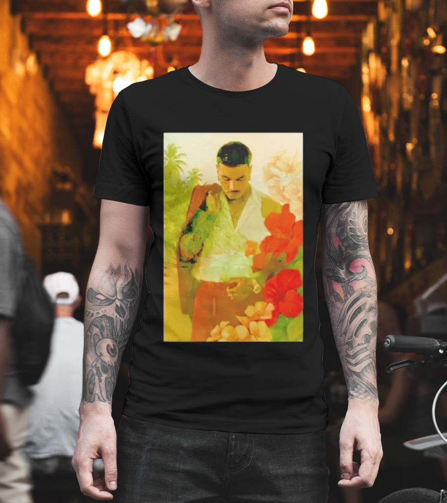 Rauw Alejandro Tropical Floral Portrait With Suit And Flowers T-Shirt