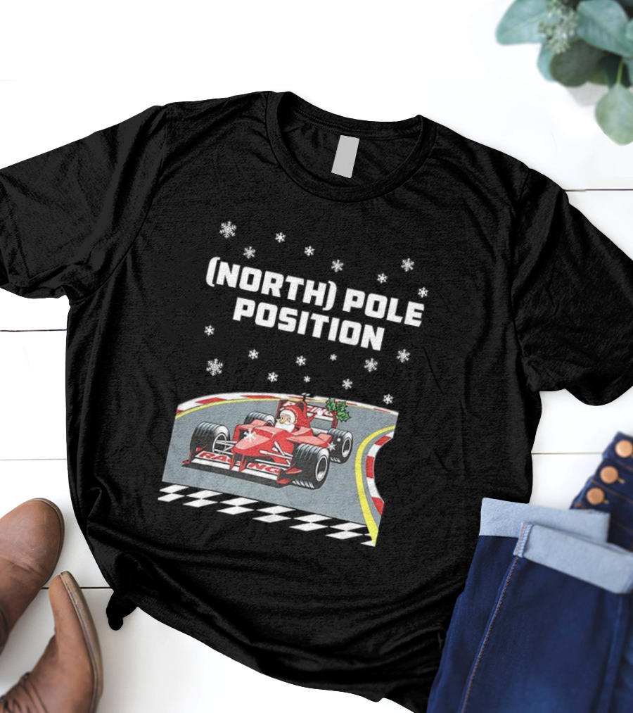Santa Claus Christmas North Pole Racing Formula 1 T-Shirt