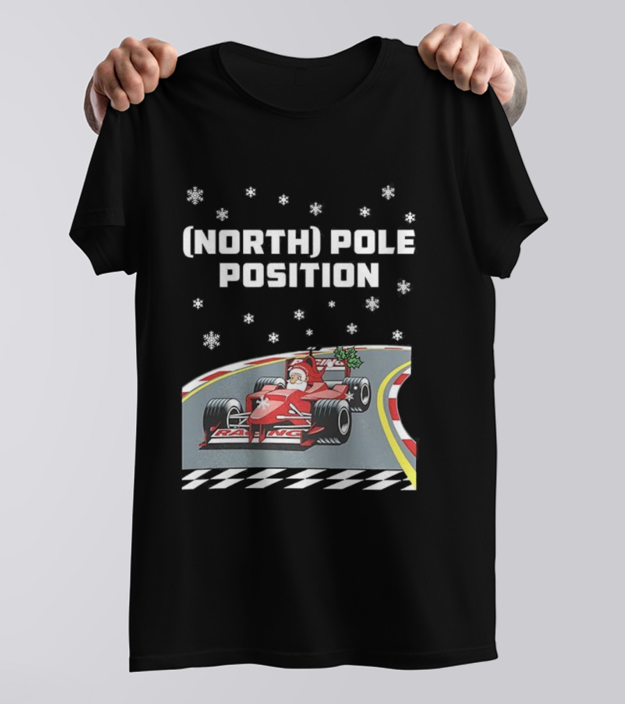 Santa Claus Christmas North Pole Racing Formula 1 T-Shirt