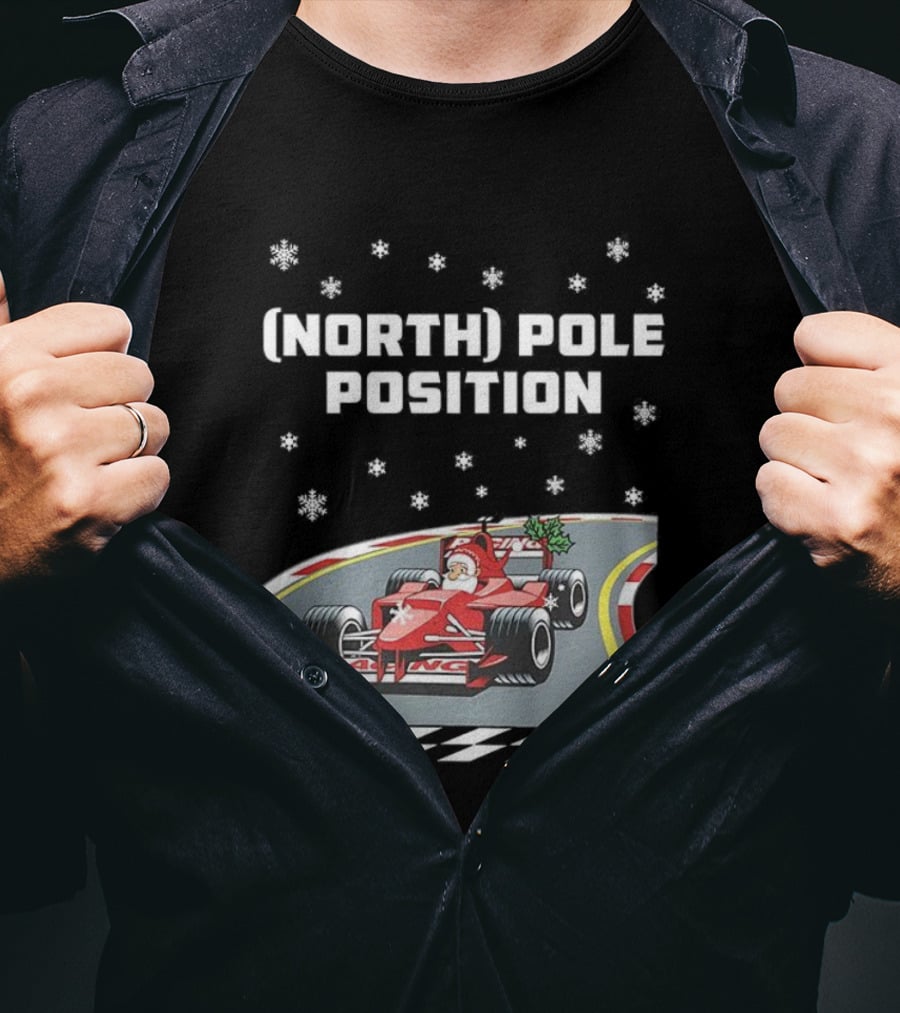 Santa Claus Christmas North Pole Racing Formula 1 T-Shirt