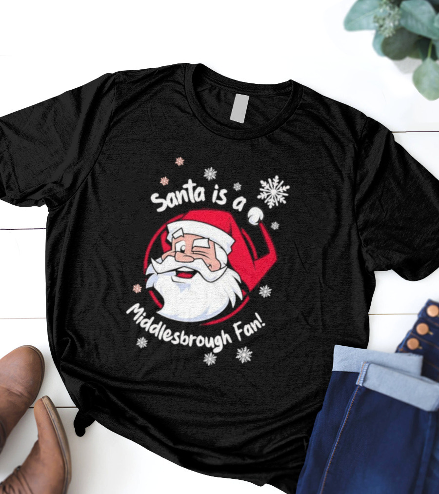 Santa Is A Middlesbrough Fan Christmas Snowflakes T-Shirt