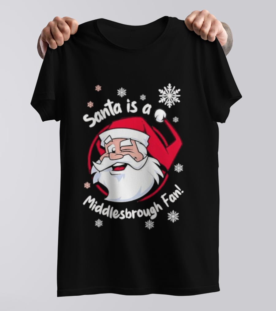 Santa Is A Middlesbrough Fan Christmas Snowflakes T-Shirt