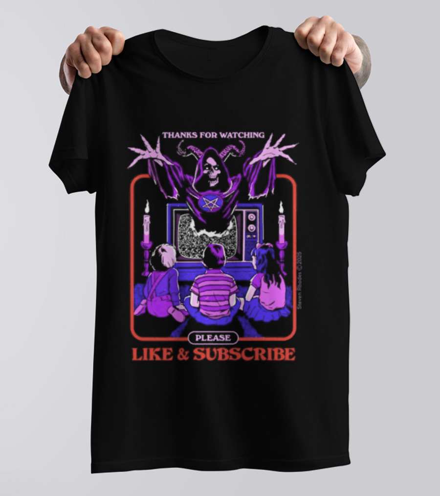 Thanks For Ing Please Like And Subscribe Live Retro Horror TV Scene With Ghastly Figure T-Shirt