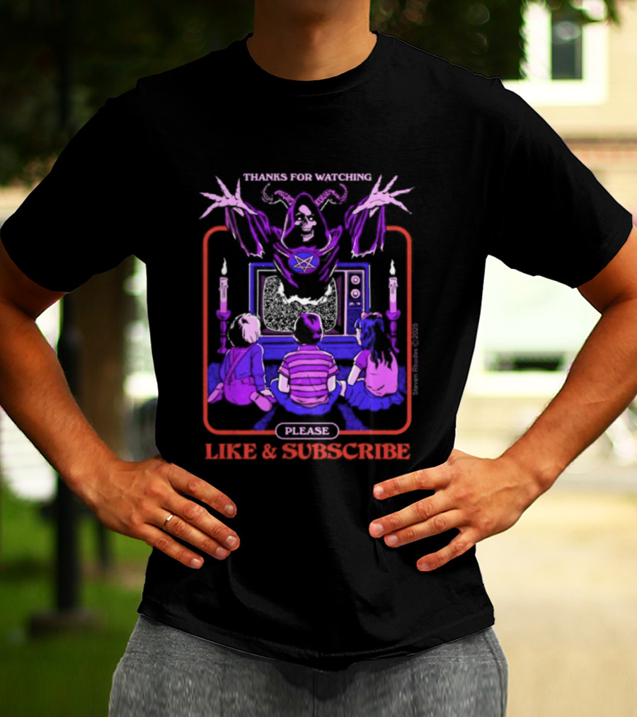 Thanks For Ing Please Like And Subscribe Live Retro Horror TV Scene With Ghastly Figure T-Shirt