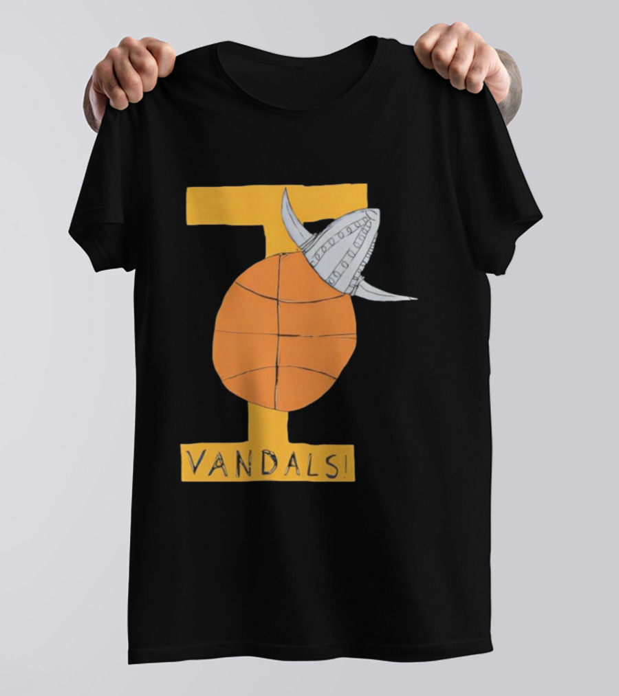 I Vandals Basketball Viking Helmet Graphic T-Shirt