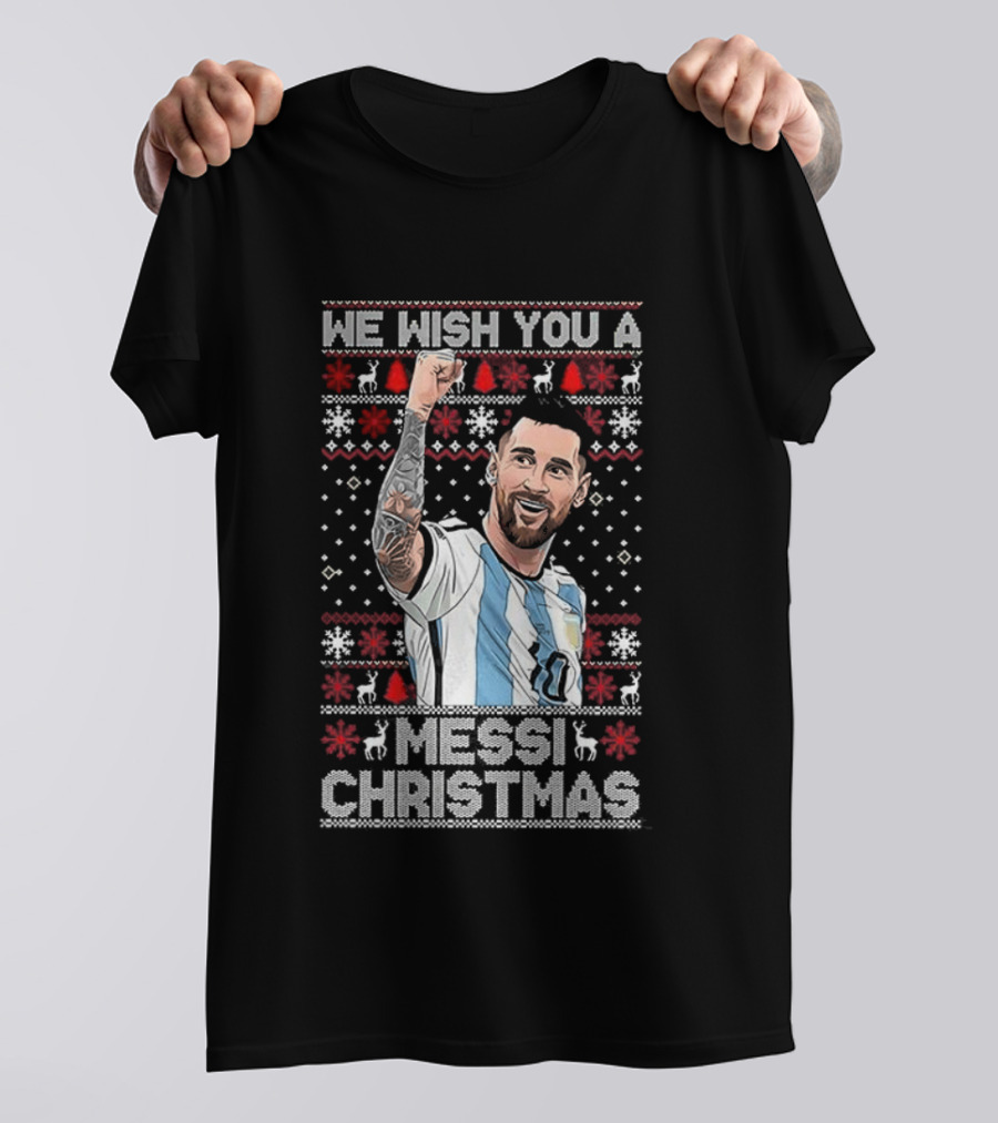 We Wish You A Messi Christmas Goat Number 10 Ugly Xmas T-Shirt
