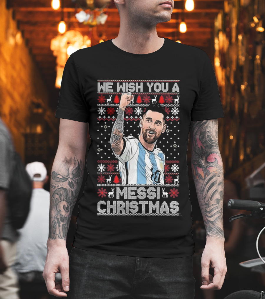 We Wish You A Messi Christmas Goat Number 10 Ugly Xmas T-Shirt