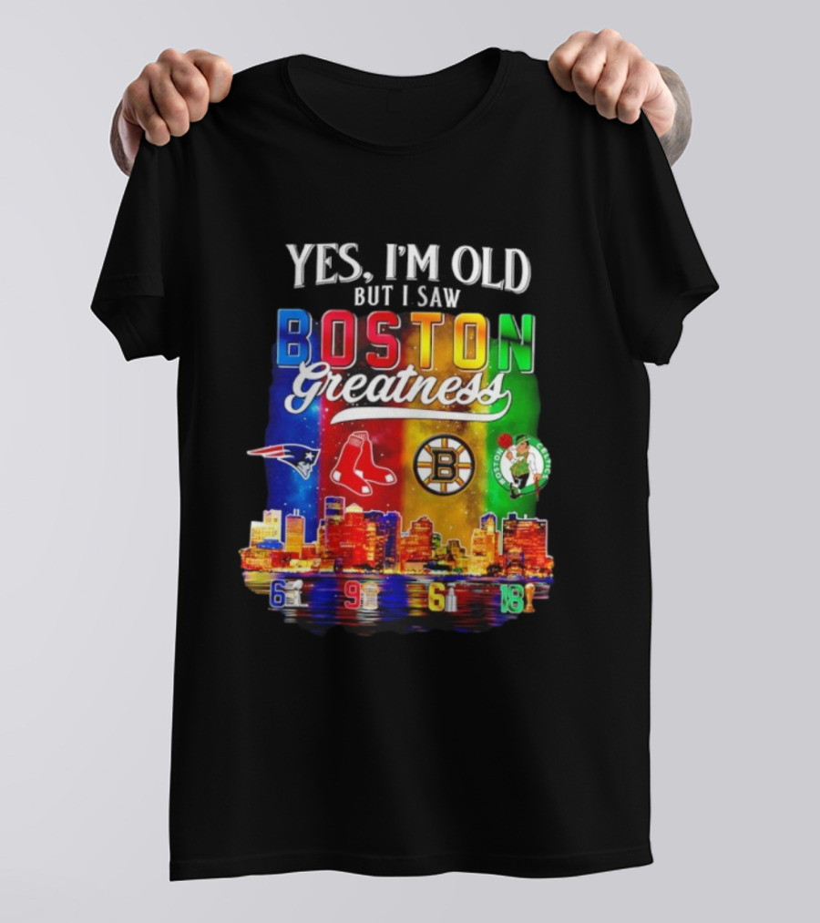 Boston Greatness Patriots Red Sox Bruins Celtics Skyline T-Shirt