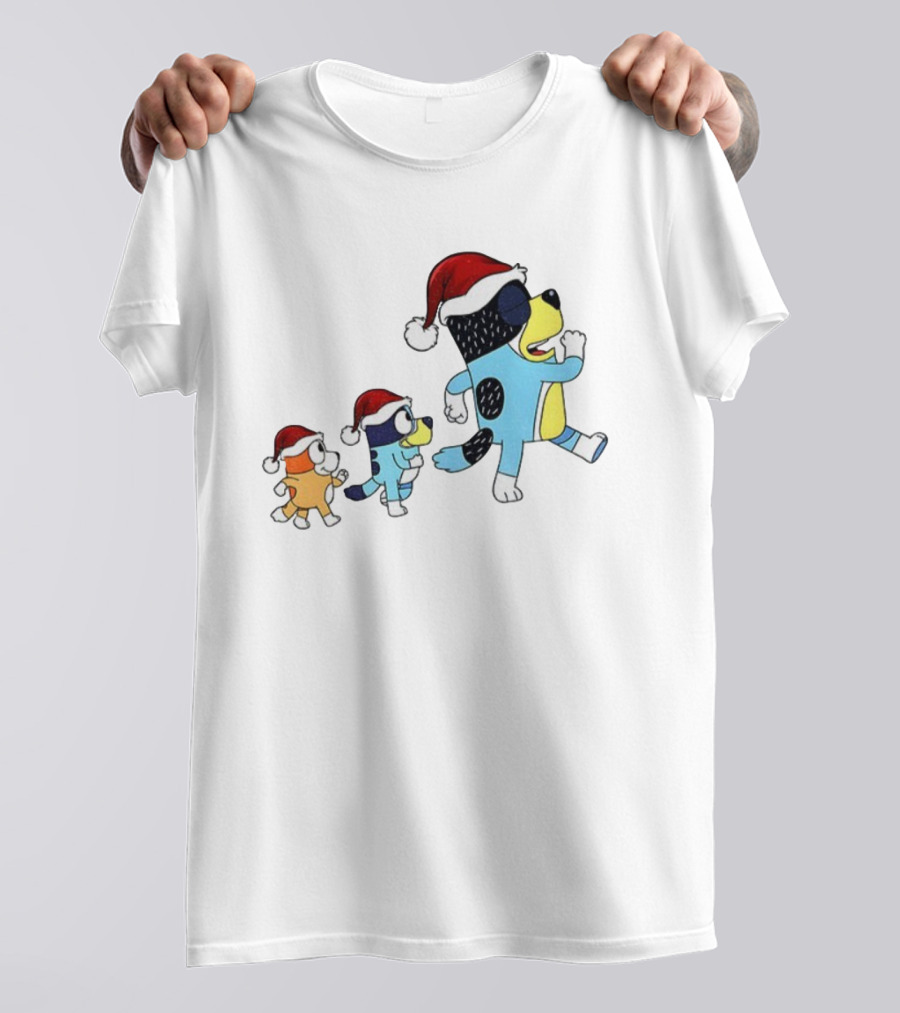 Bluey Bingo Bandit Santa Hat Merry Christmas Walk T-Shirt