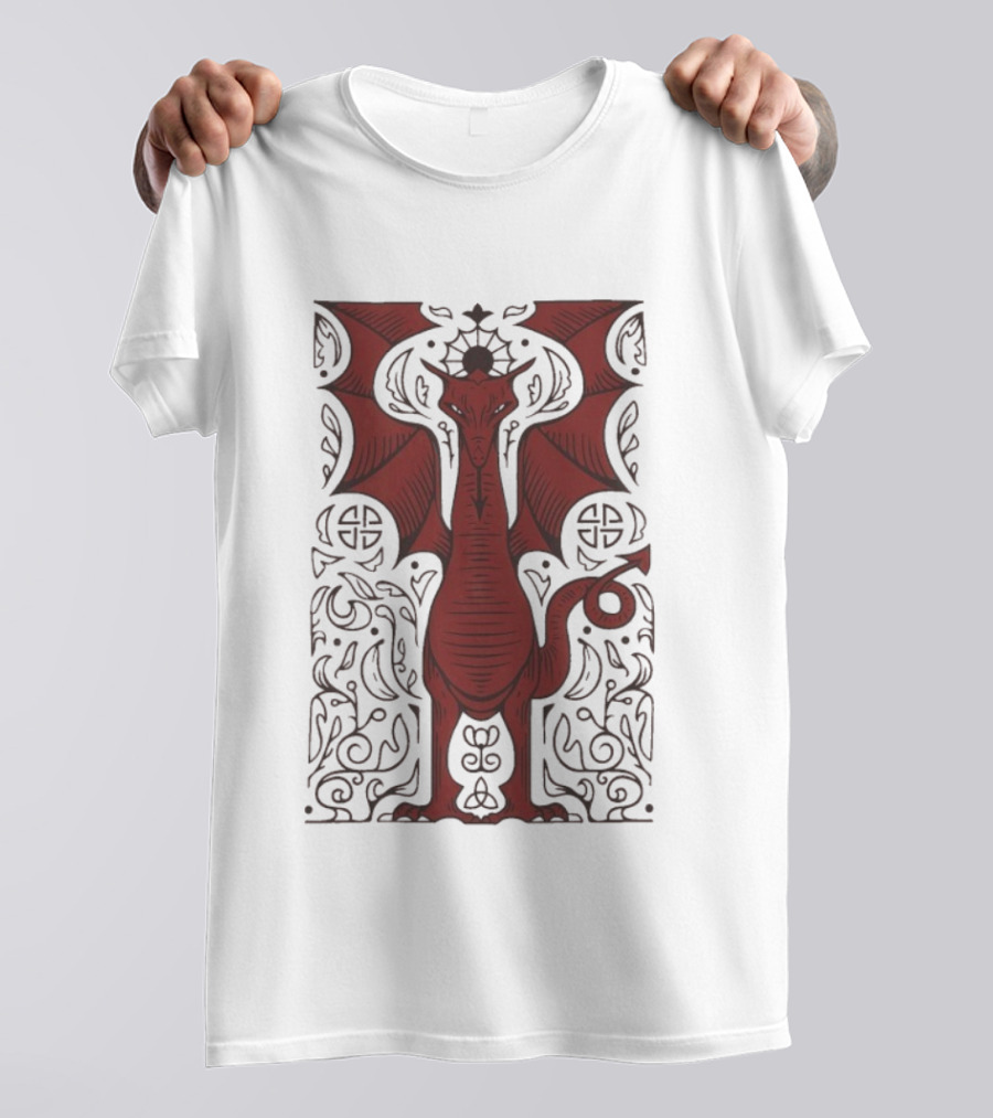 Cdawgva Celtic Red Dragon Mythical Design T-Shirt