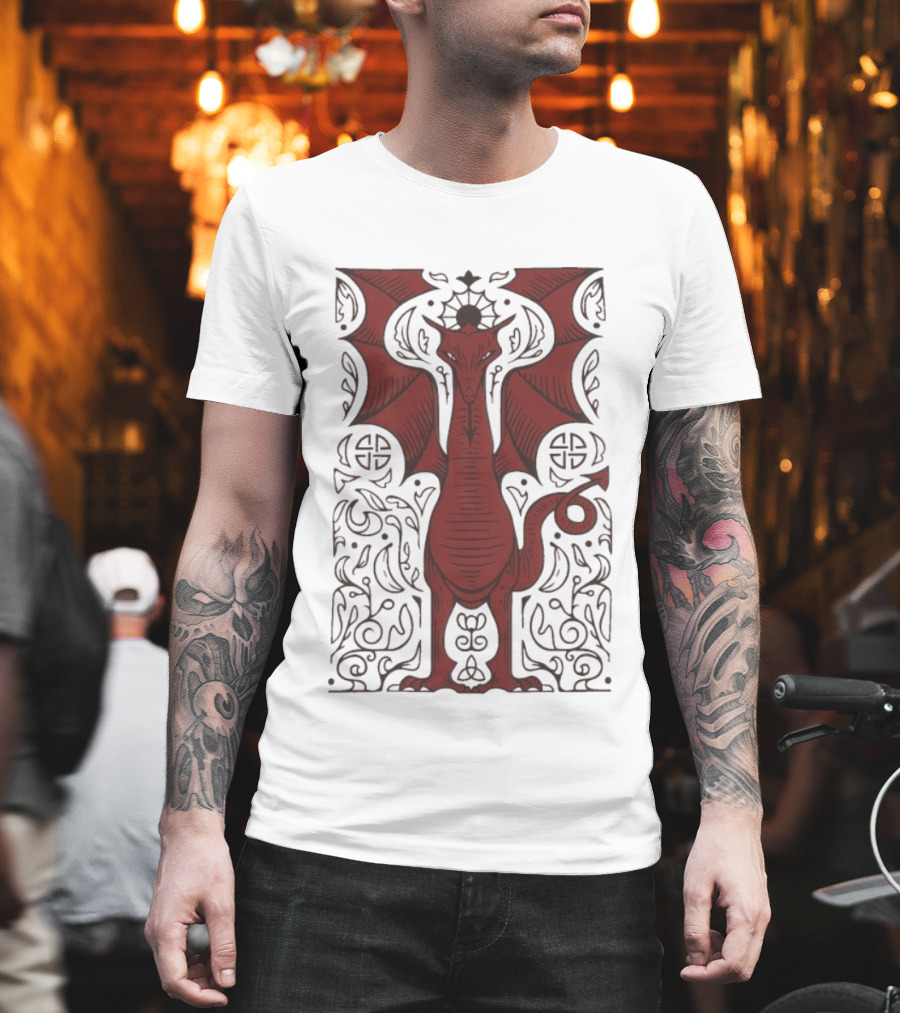 Cdawgva Celtic Red Dragon Mythical Design T-Shirt