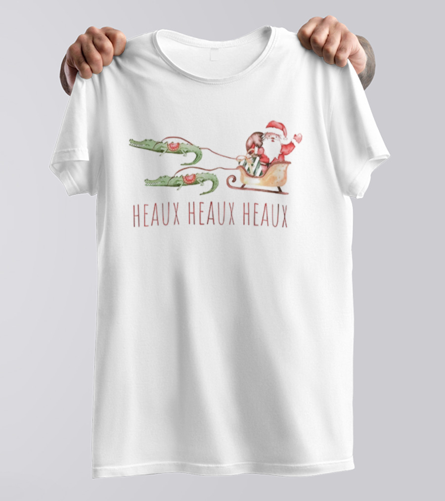Heaux Heaux Heaux Funny Cajun Santa Louisiana Alligator Christmas T-Shirt