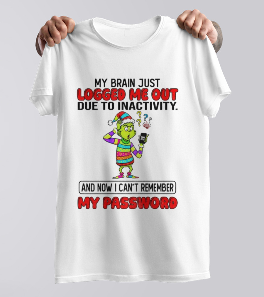 Grinch Logged Me Out Due To Inactivity And Now I Can’t Remember My Password Christmas T-Shirt