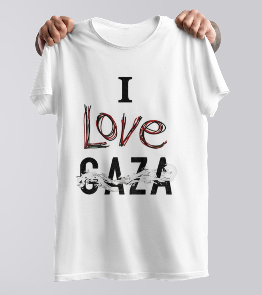 I Love Gaza Vintage Style Text T-Shirt