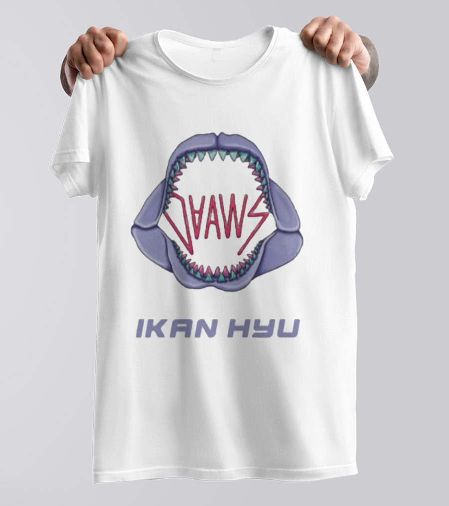 Ikan Hyu Jaaws Shark Teeth Logo Purple Zigzag T-Shirt