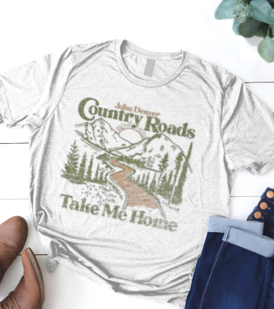 John Denver Country Roads Take Me Home Mountain Scene T-Shirt