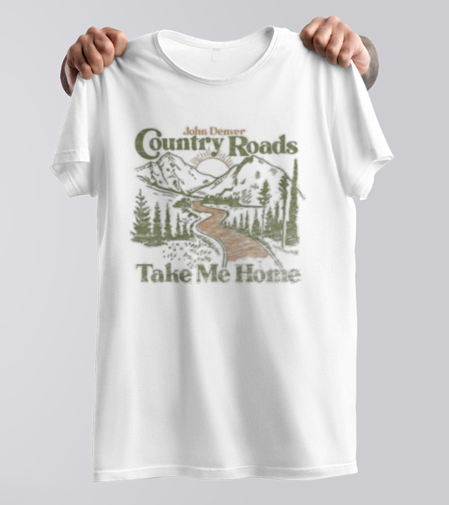 John Denver Country Roads Take Me Home Mountain Scene T-Shirt