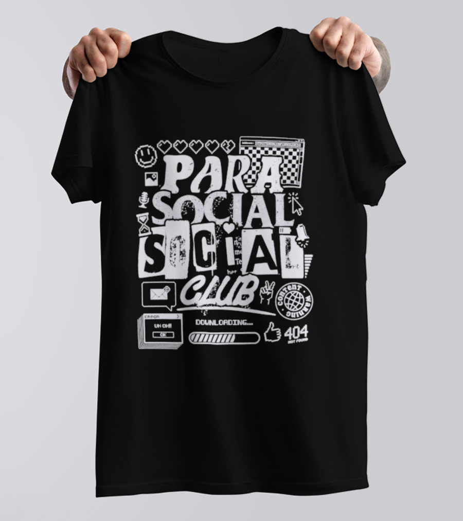 Parasocial Social Club Downloading 404 Icons Hearts T-Shirt