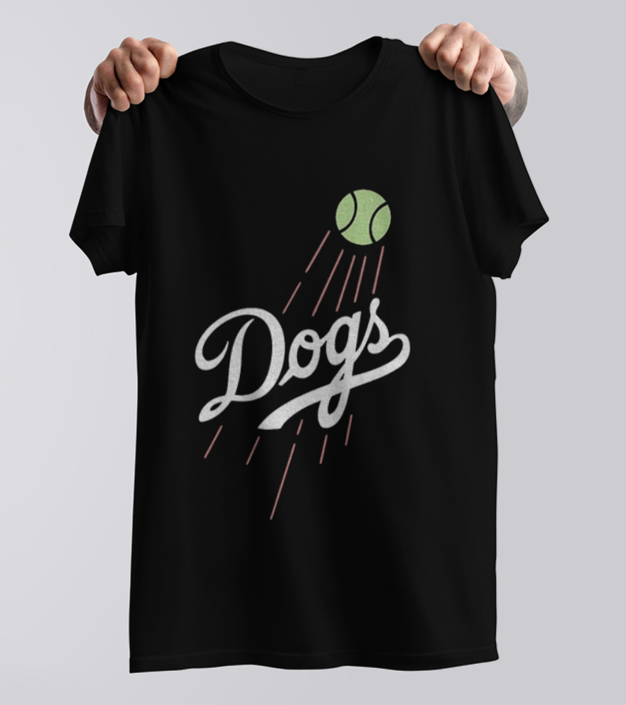 Los Angeles Dodgers MLB Baseball 2025 Dogs Tennis Ball Retro Style T-Shirt