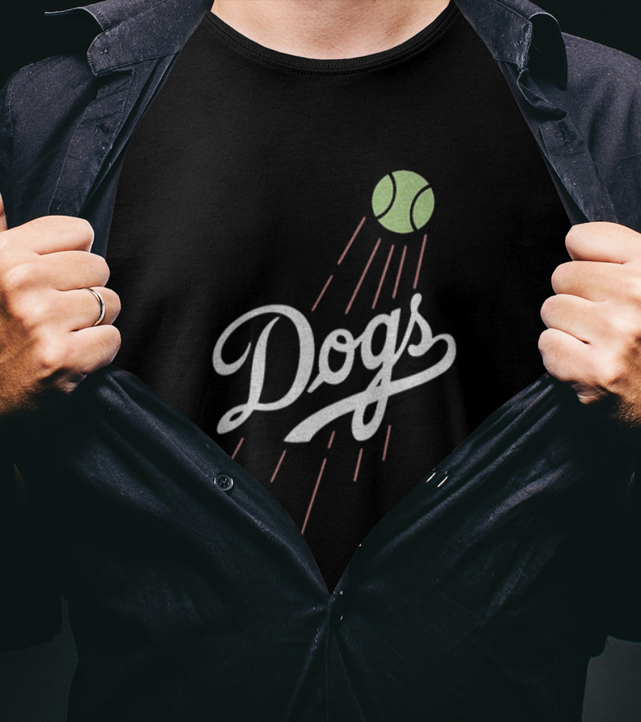 Los Angeles Dodgers MLB Baseball 2025 Dogs Tennis Ball Retro Style T-Shirt