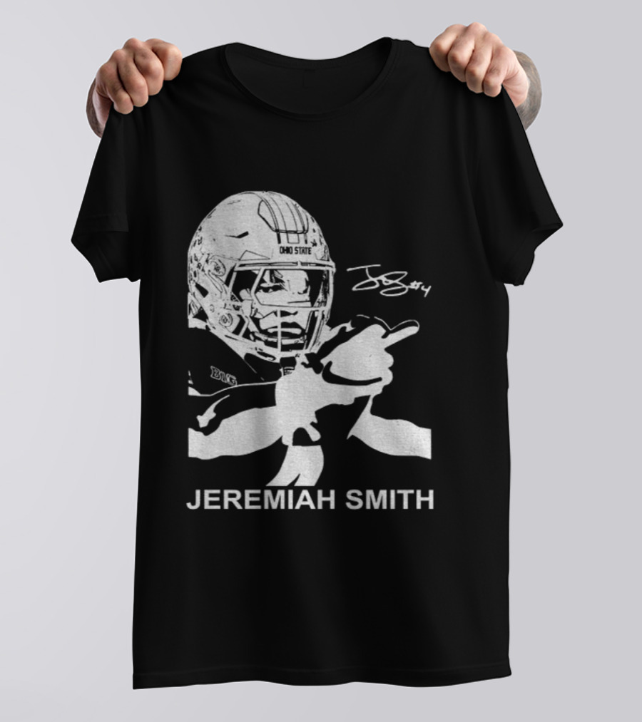 Jeremiah Smith Ohio State Buckeyes Signature Middle Finger Football Image T-Shirt