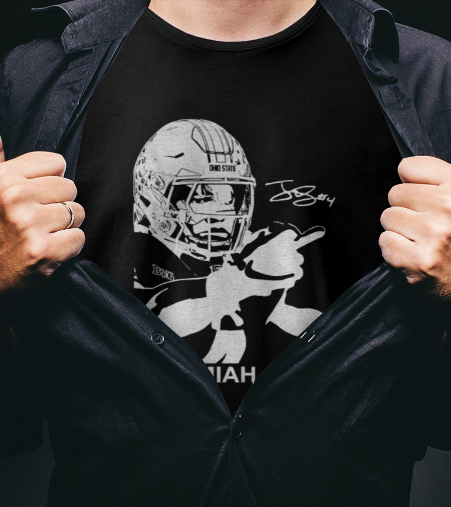 Jeremiah Smith Ohio State Buckeyes Signature Middle Finger Football Image T-Shirt