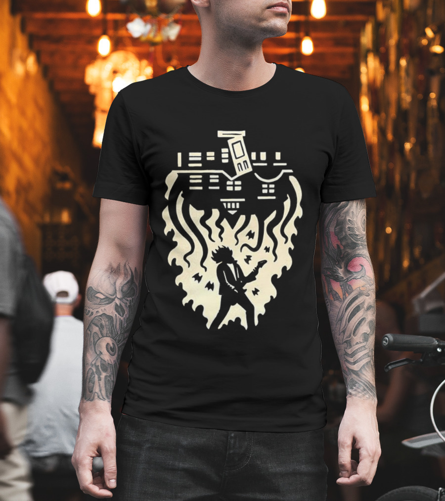 Joseph Quinn Stranger Things Character Upside Down Guitar Silhouette T-Shirt