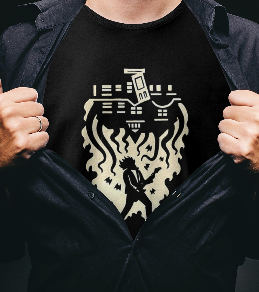 Joseph Quinn Stranger Things Character Upside Down Guitar Silhouette T-Shirt