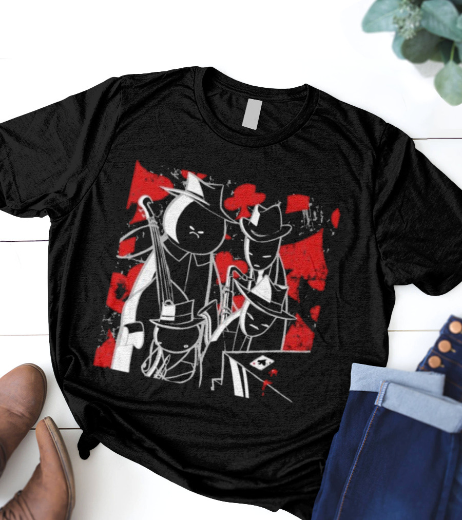 Midnight Crew Homestuck Noir Characters Poker Scene With Red Accent T-Shirt