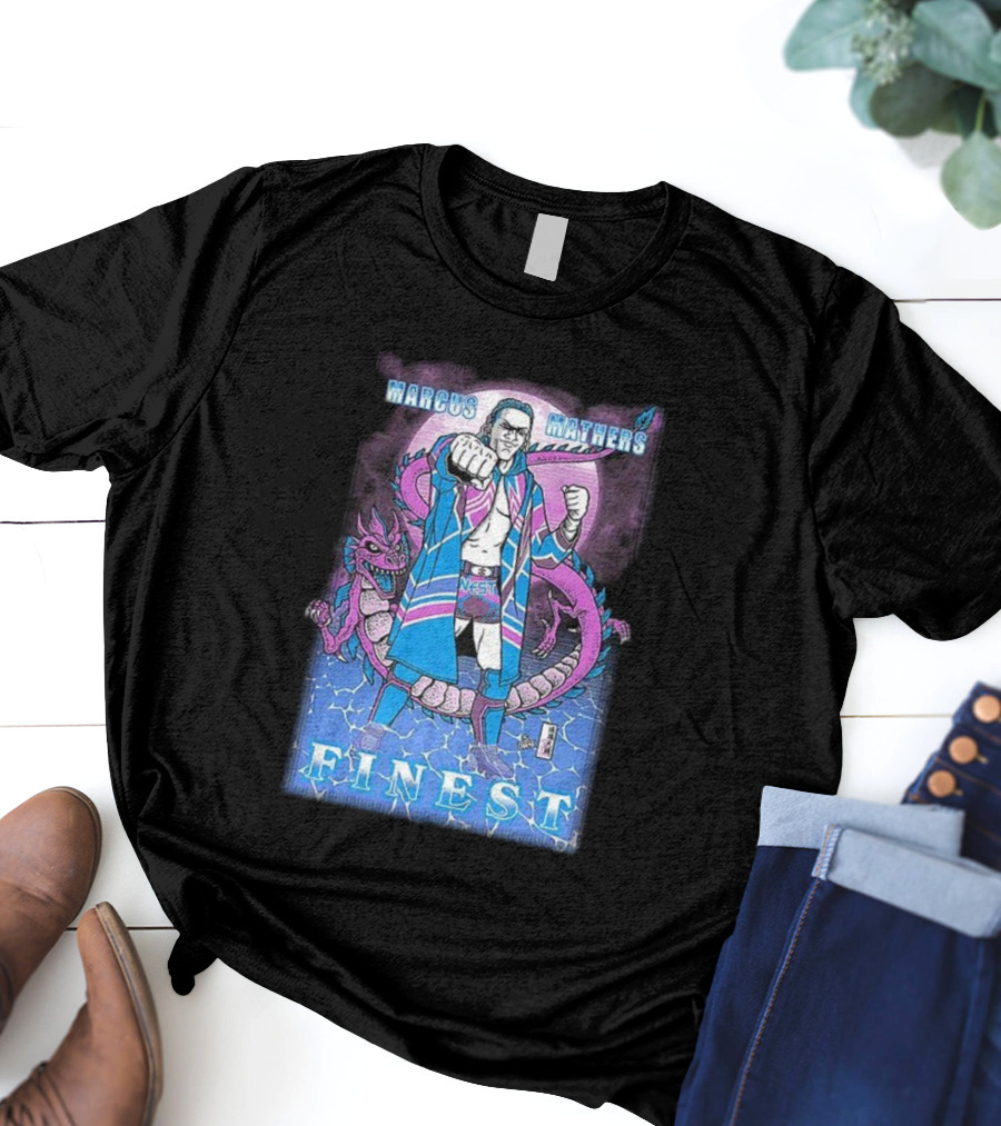 Marcus Mathers Finest Wrestler With Dragon And Purple Blue Costume T-Shirt