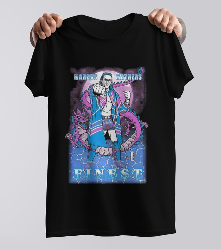 Marcus Mathers Finest Wrestler With Dragon And Purple Blue Costume T-Shirt