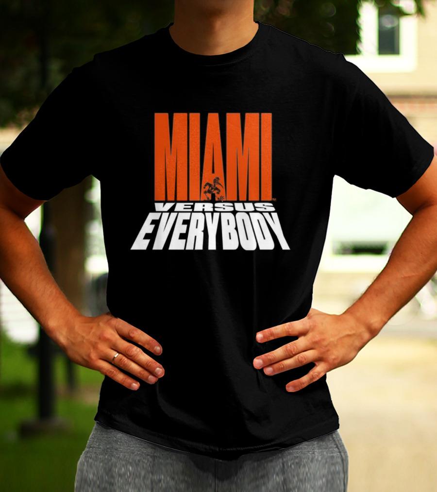 Miami Hurricanes Football Miami Versus Everybody Mascot T-Shirt