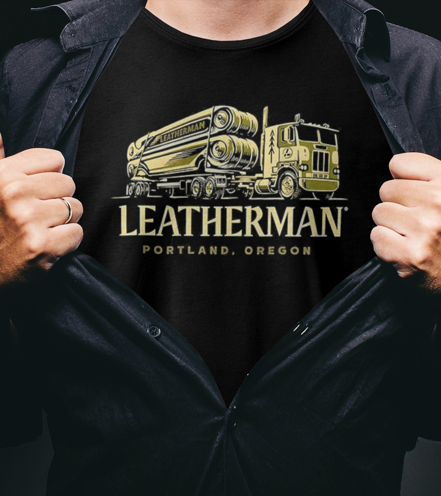 Leatherman Portland Oregon Logging Truck Illustration T-Shirt
