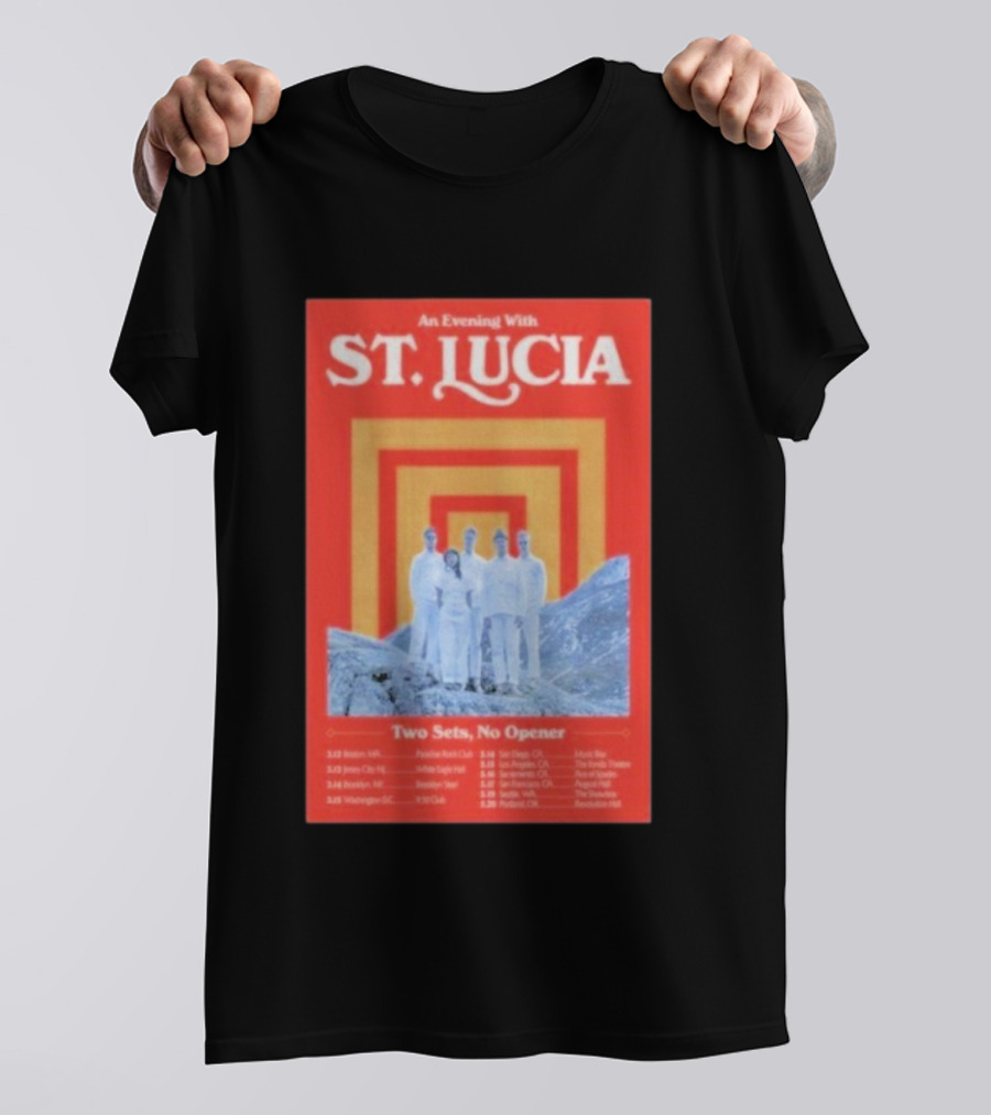 An Evening With St. Lucia Two Sets No Opener Tour 2026 Dates Boston Jersey City Brooklyn Washington T-Shirt