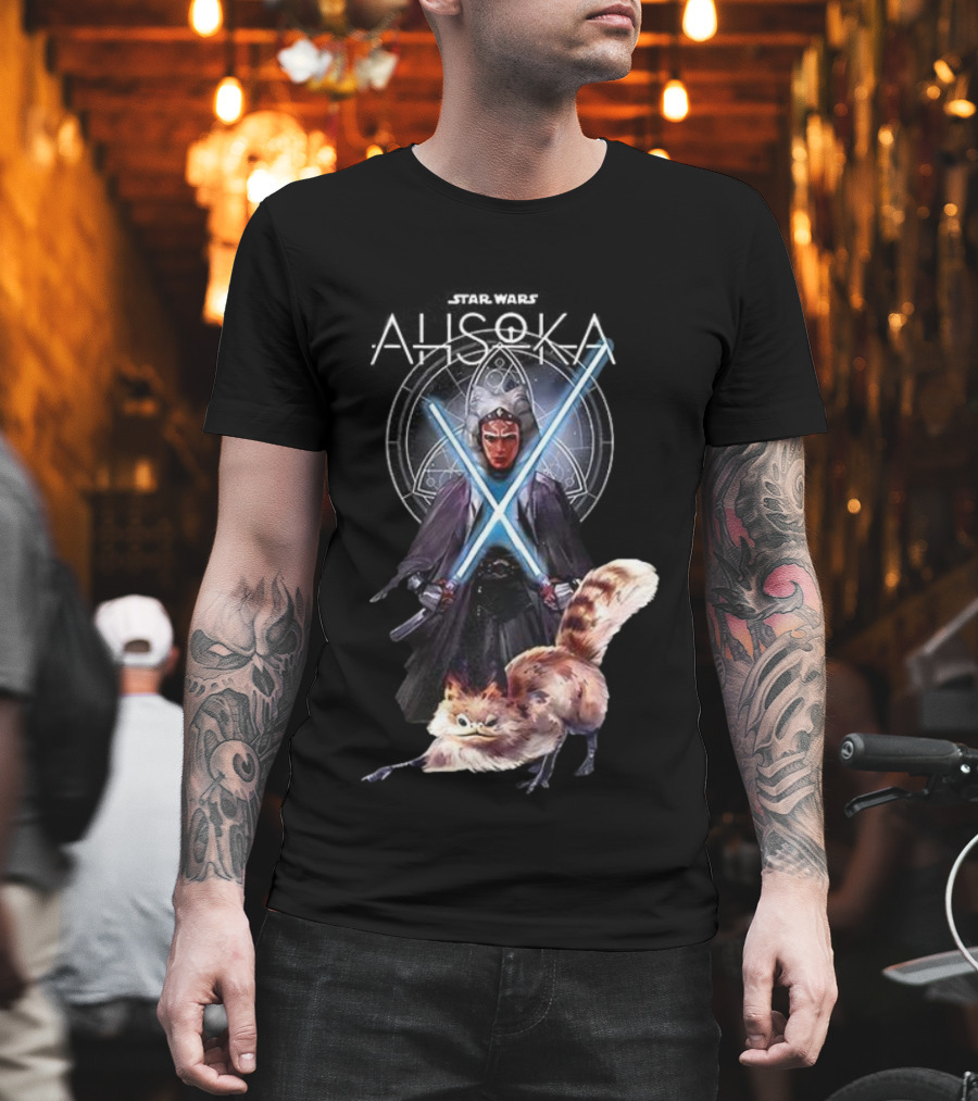 Ahsoka Star Wars Character Lightsabers And Loth-Cat T-Shirt