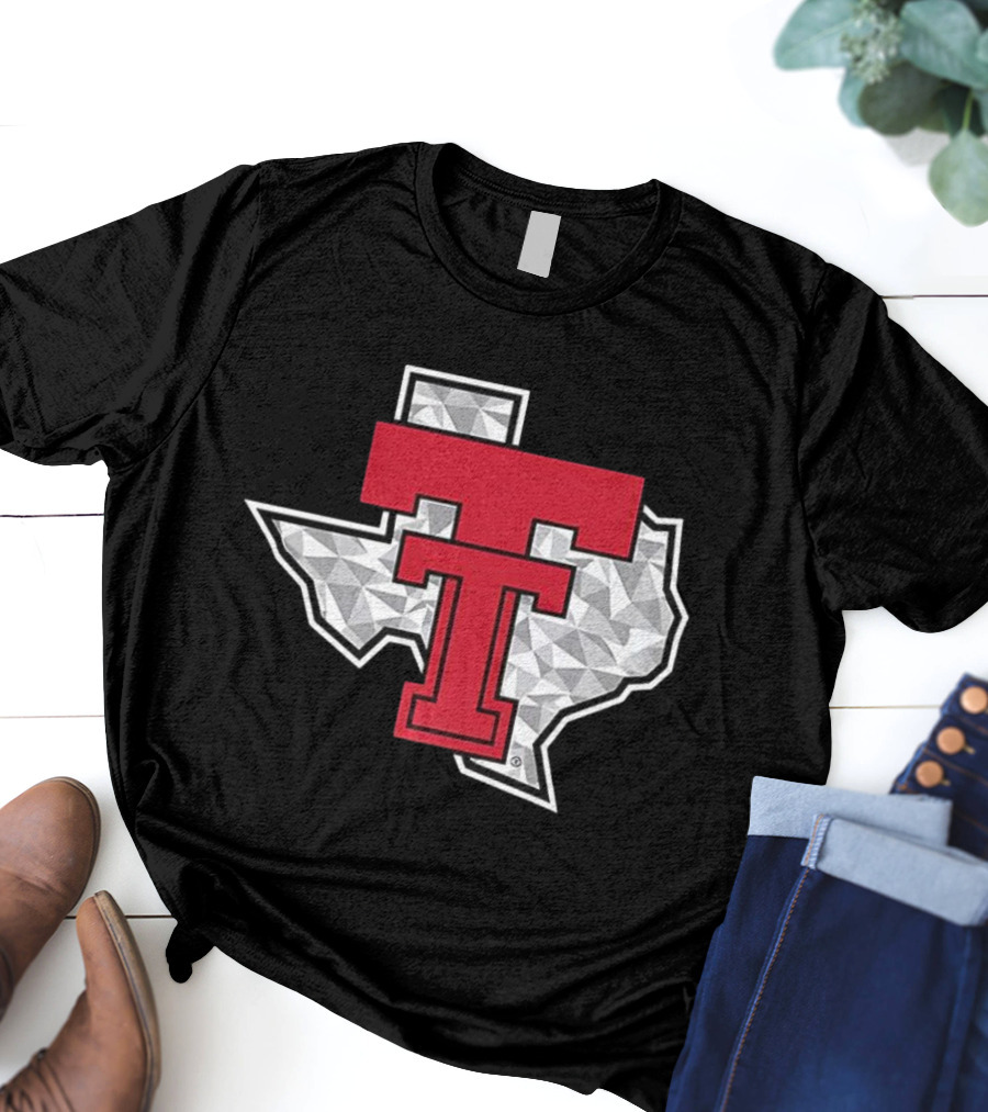 Texas Tech Red Raiders TT Emblem With Texas State Shape T-Shirt