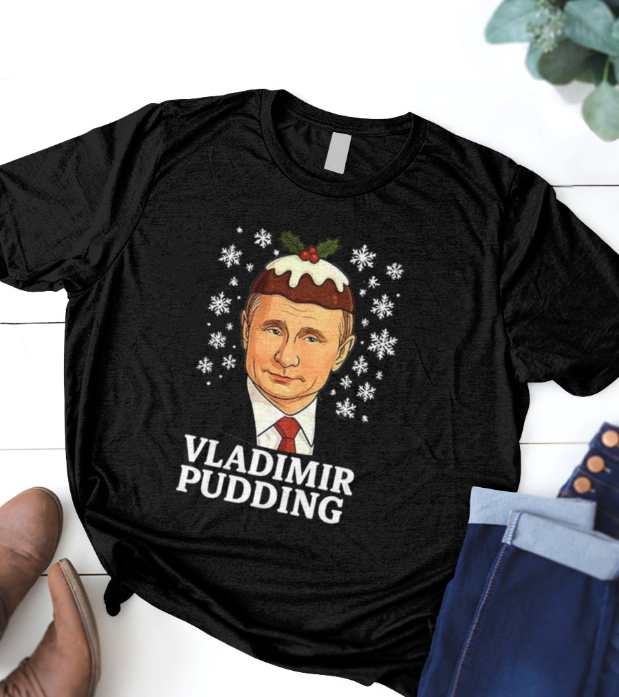 Vladimir Pudding Funny Christmas Caricature Snowflakes T-Shirt