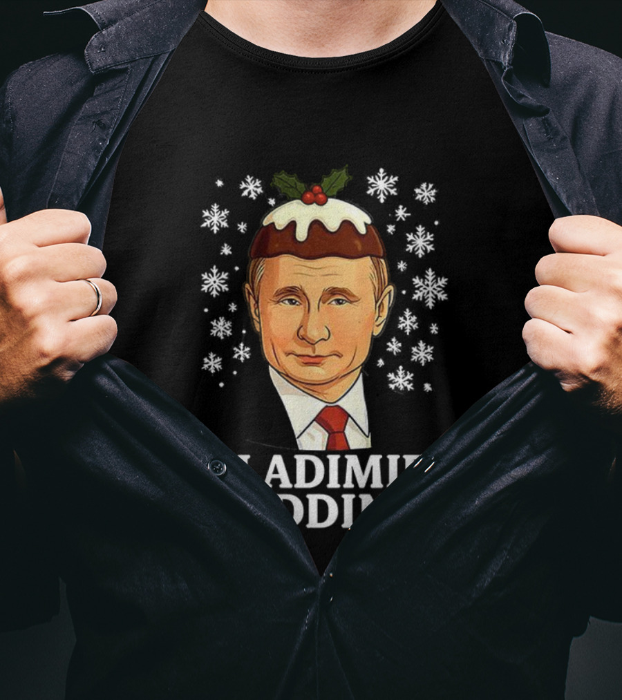 Vladimir Pudding Funny Christmas Caricature Snowflakes T-Shirt