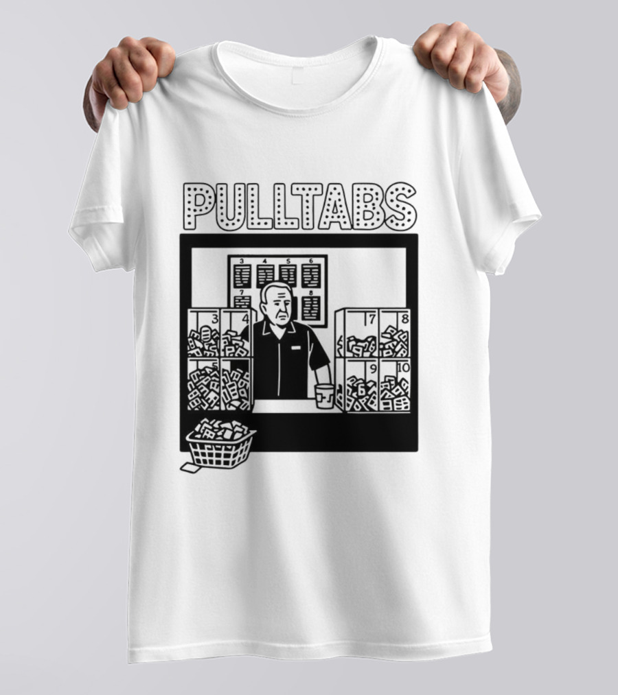 Minnesota Pull Tabs Comic Scene With Counter And Boxes T-Shirt