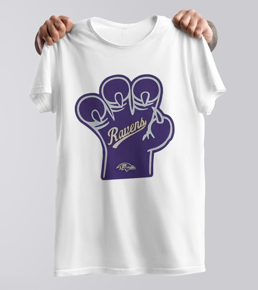 Baltimore Ravens Foam Claw Hand Purple Team Spirit Fan Gear T-Shirt