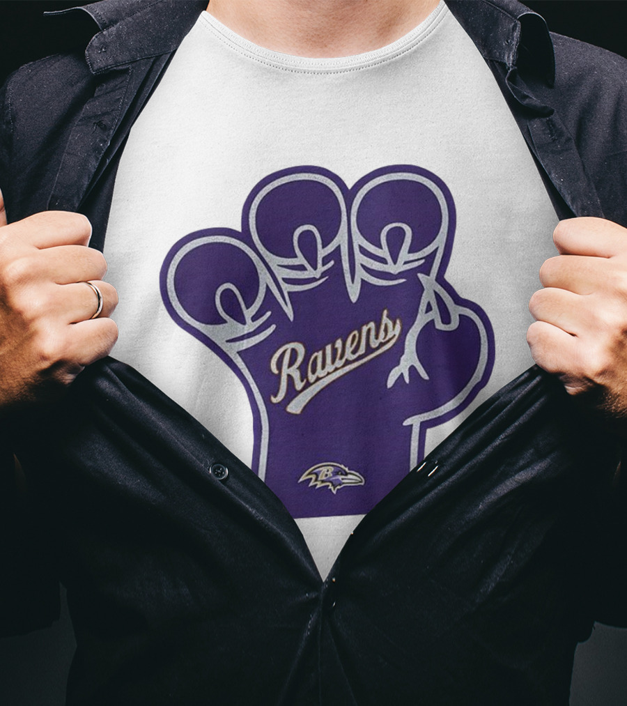 Baltimore Ravens Foam Claw Hand Purple Team Spirit Fan Gear T-Shirt