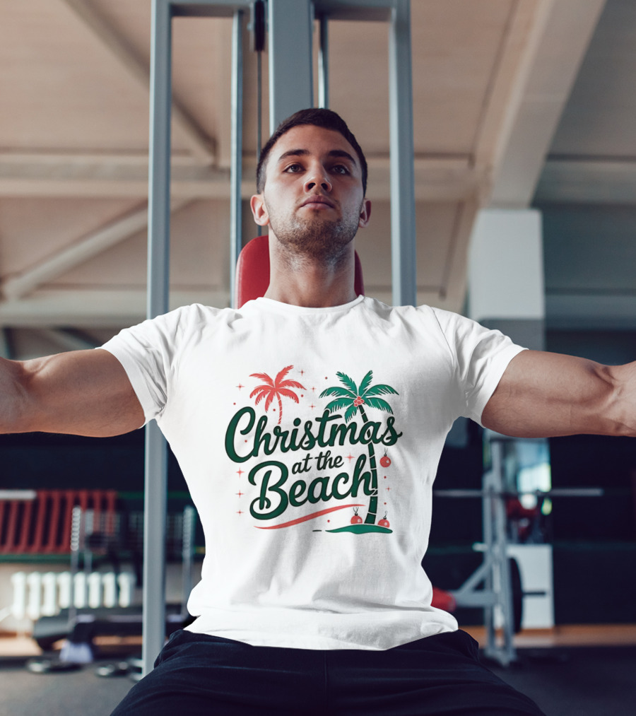 Christmas At The Beach Tropical Palm Trees Festive Holiday Vibes T-Shirt