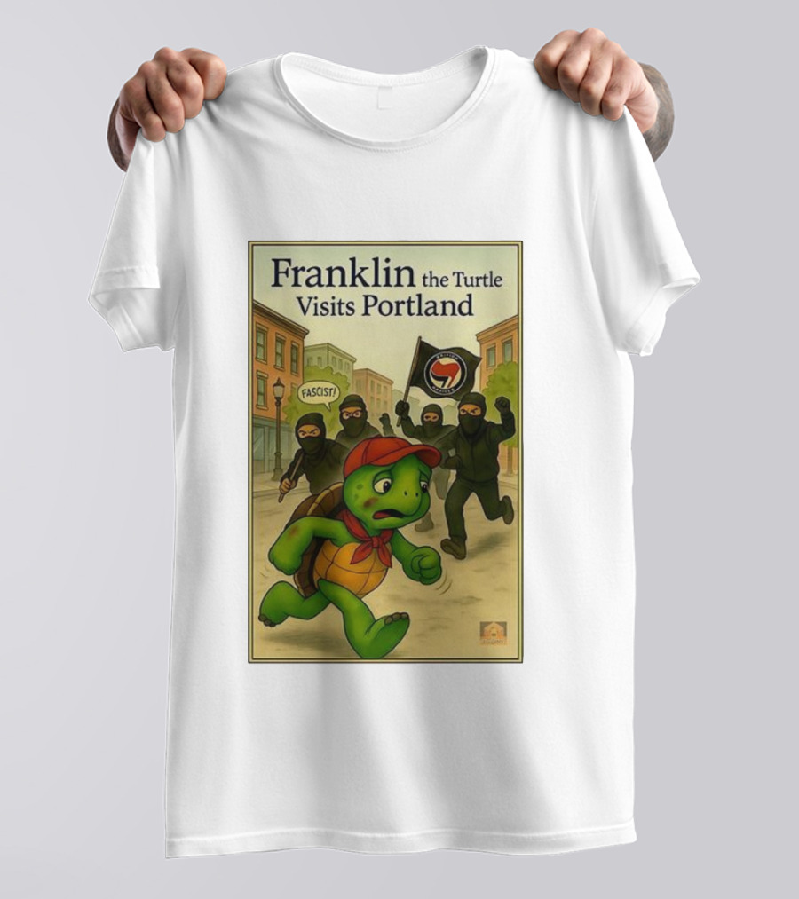 Franklin The Turtle Visits Portland Antifa Protest Scene T-Shirt