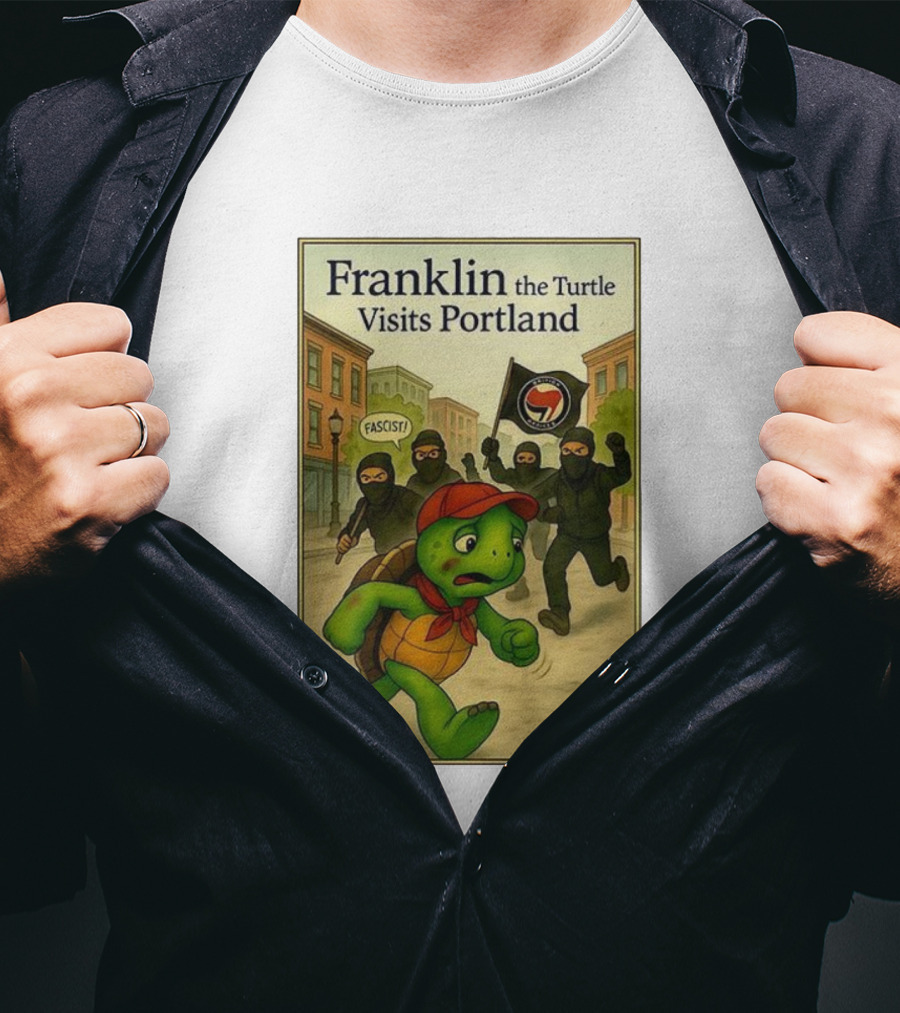 Franklin The Turtle Visits Portland Antifa Protest Scene T-Shirt