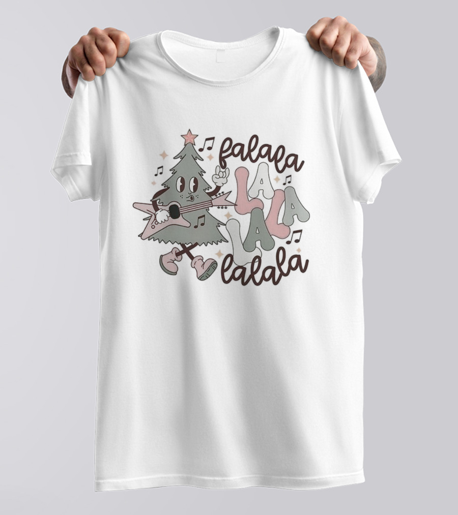 Christmas Tree Playing Electric Guitar Falala La La La Lalala Fun Holiday Music T-Shirt