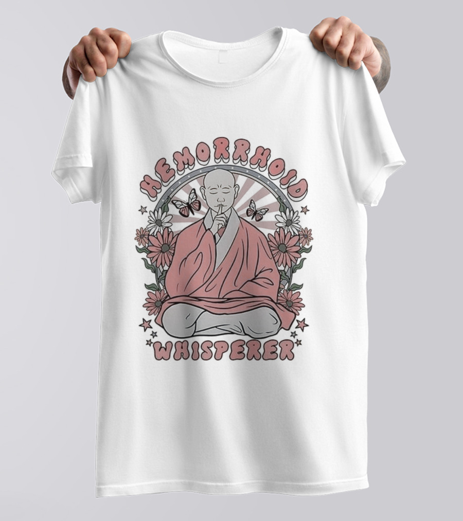 Hemorrhoid Whisperer Monk Meditates Surrounded By Flowers T-Shirt